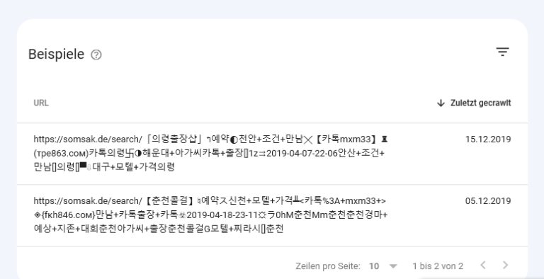 Koreanischer SEO-Spam in der Suche von Webseite entfernen
